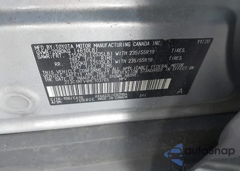 2021 Toyota Rav4 Xle Premium from USA, damaged, VIN 2T3C1RFV4MC103765